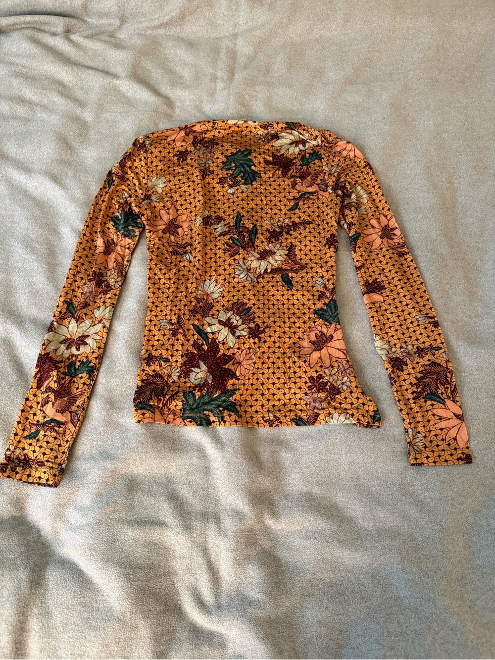 Ulla Johnson Eileen Top Amber Geometric Ruched Floral Size L - Picture 3 of 10